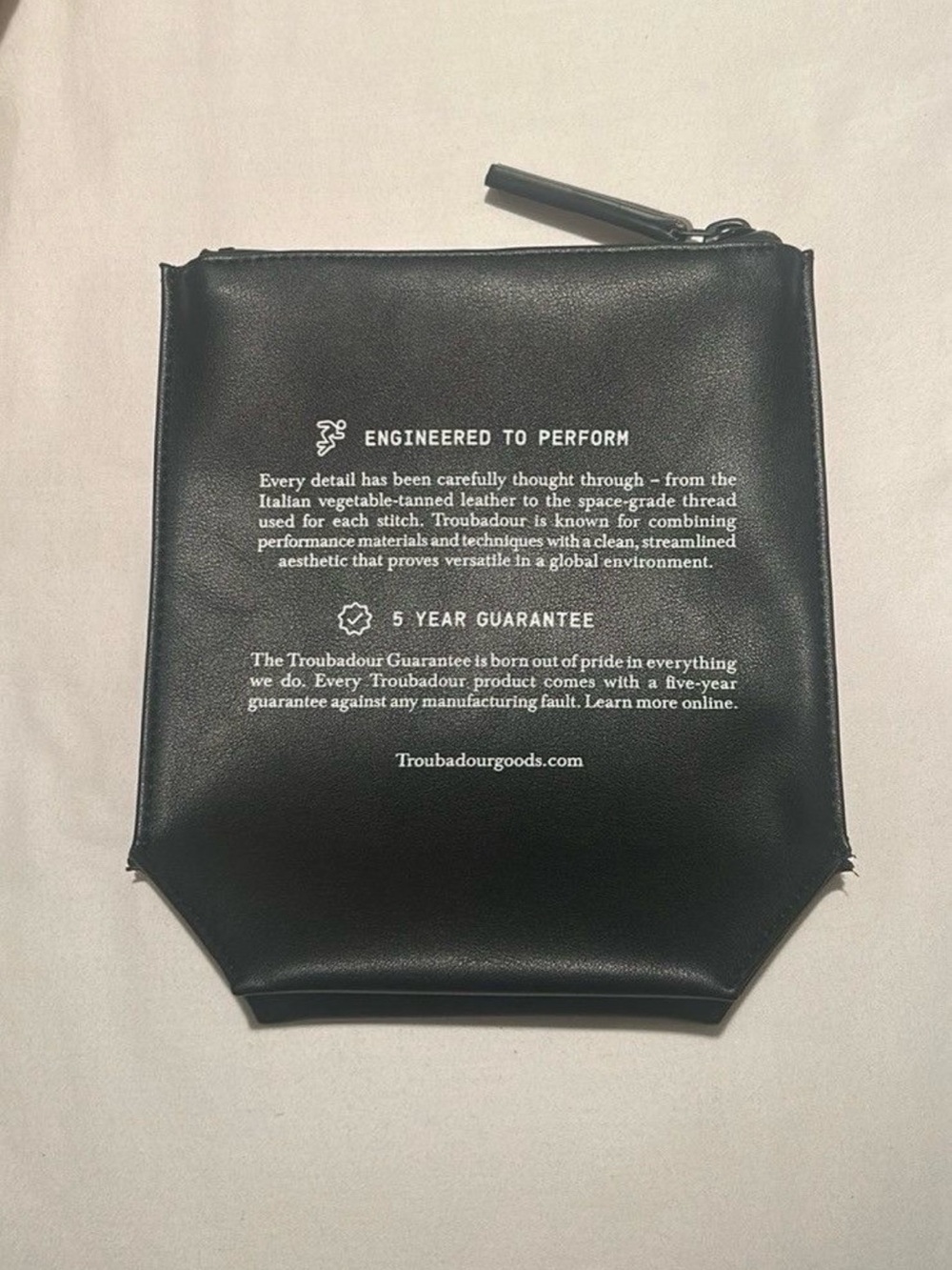 Troubadour Black Leather Travel Pouch with Zip